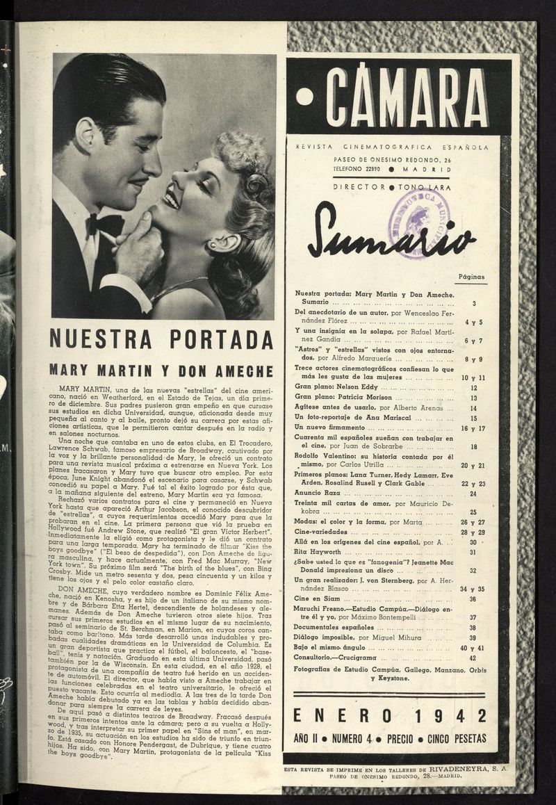 Cmara: revista cinematogrfica espaola de enero de 1942