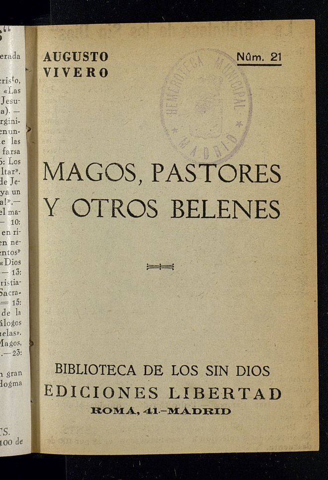 Biblioteca de los sin Dios del ao de 1932, n 21