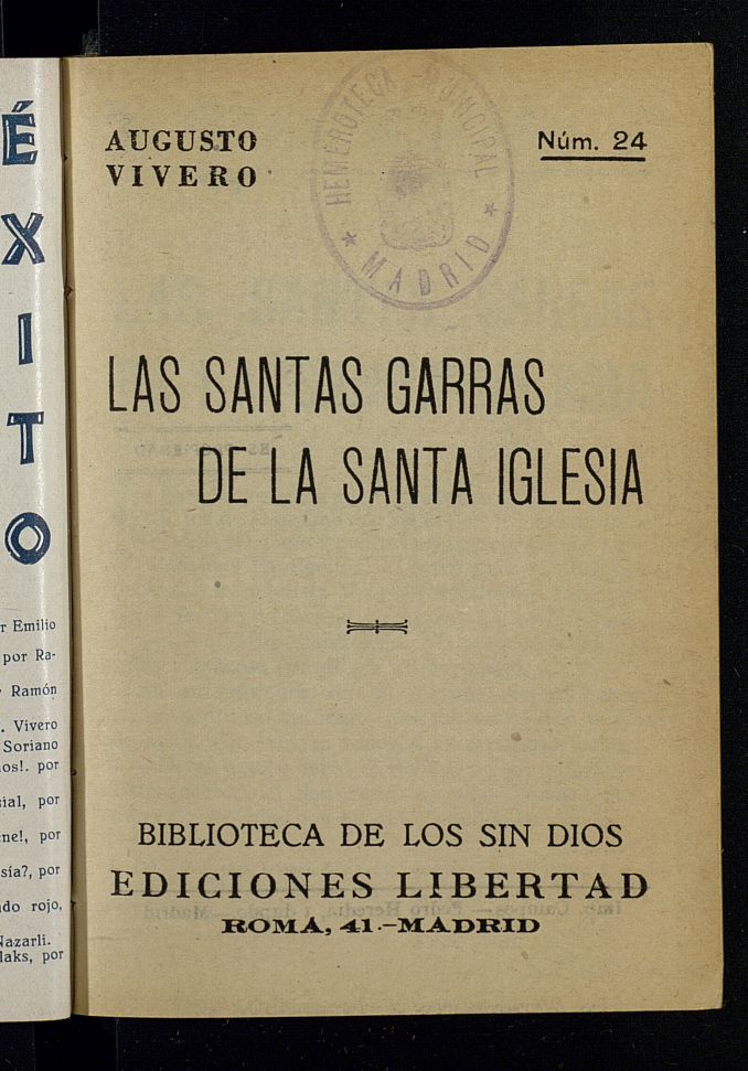 Biblioteca de los sin Dios del ao de 1932, n 24