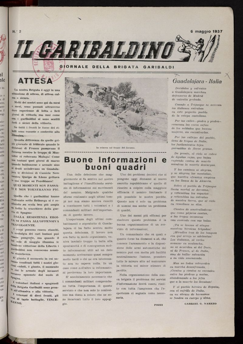 Il Garibaldino del 6 de mayo de 1937