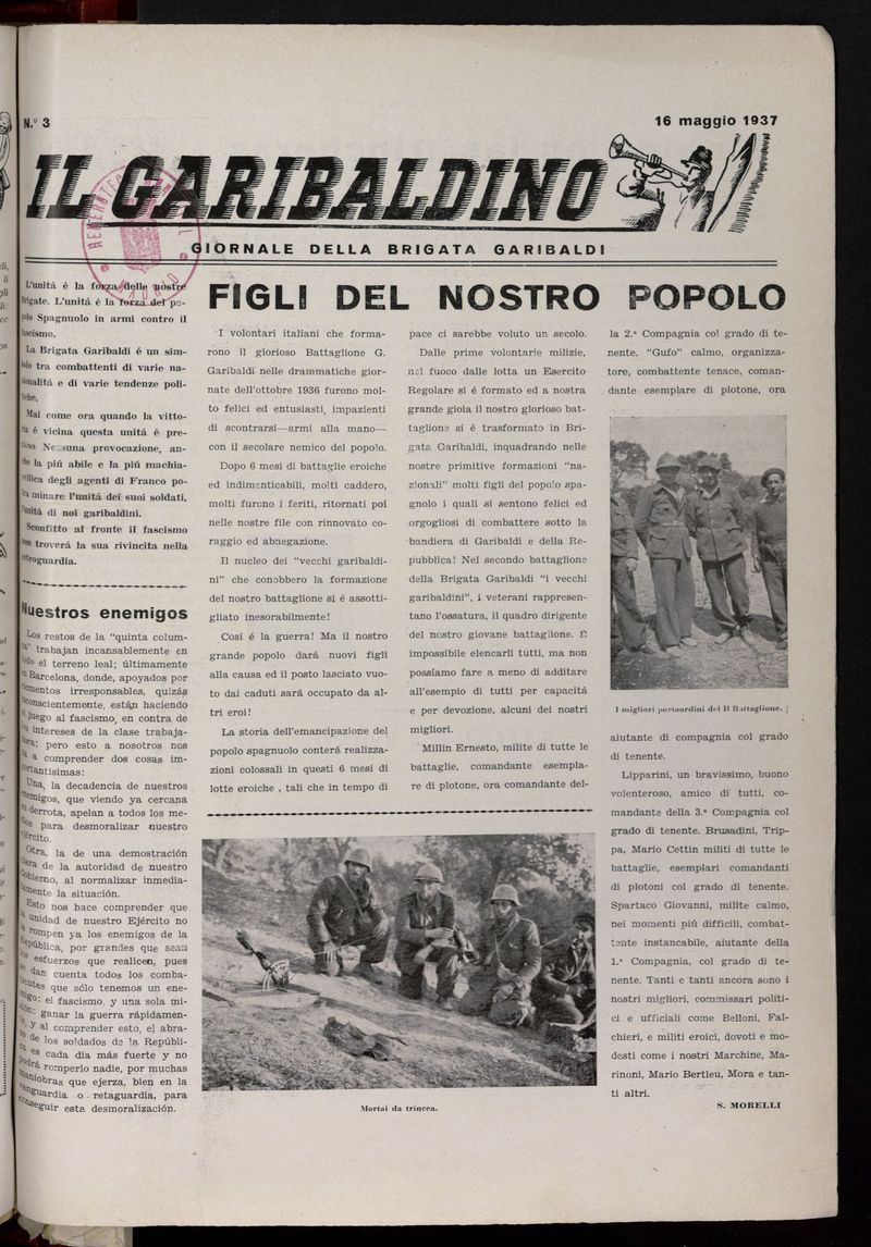 Il Garibaldino del 16 de mayo de 1937