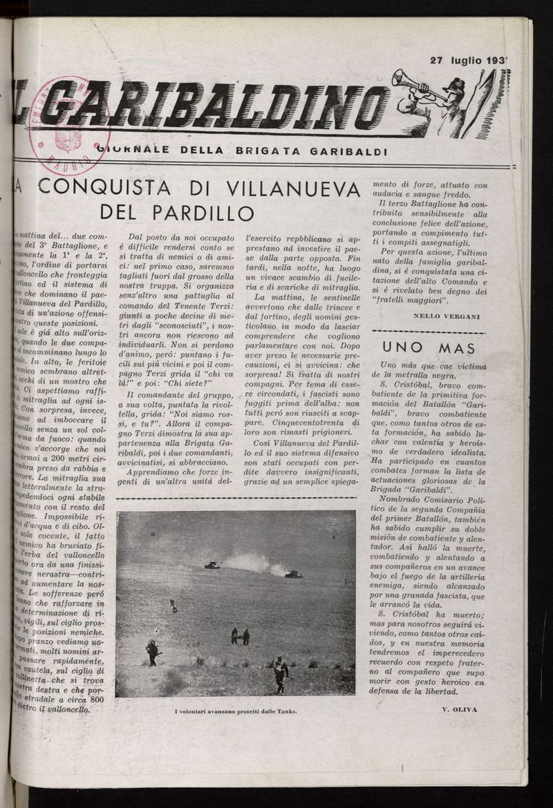 Il Garibaldino del 27 de julio de 1937