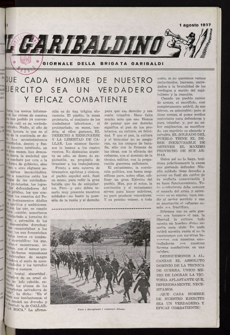 Il Garibaldino del 1 de agosto de 1937
