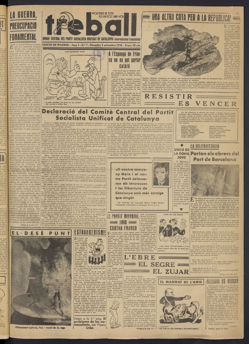 Treball del 3 de septiembre de 1938