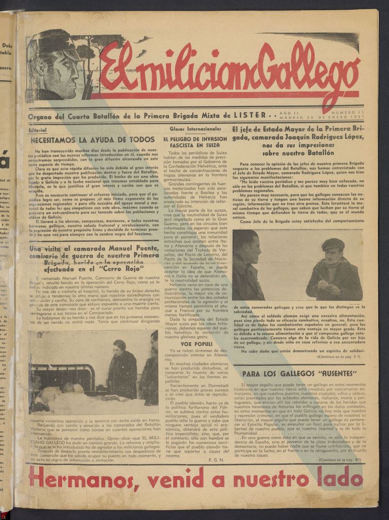 El Miliciano Gallego del 29 de enero de 1937