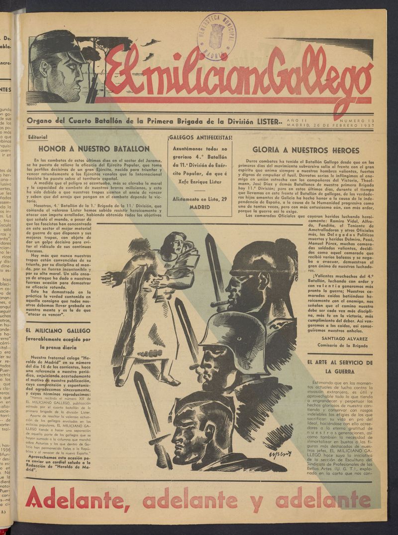 El Miliciano Gallego del 26 de febrero de 1937