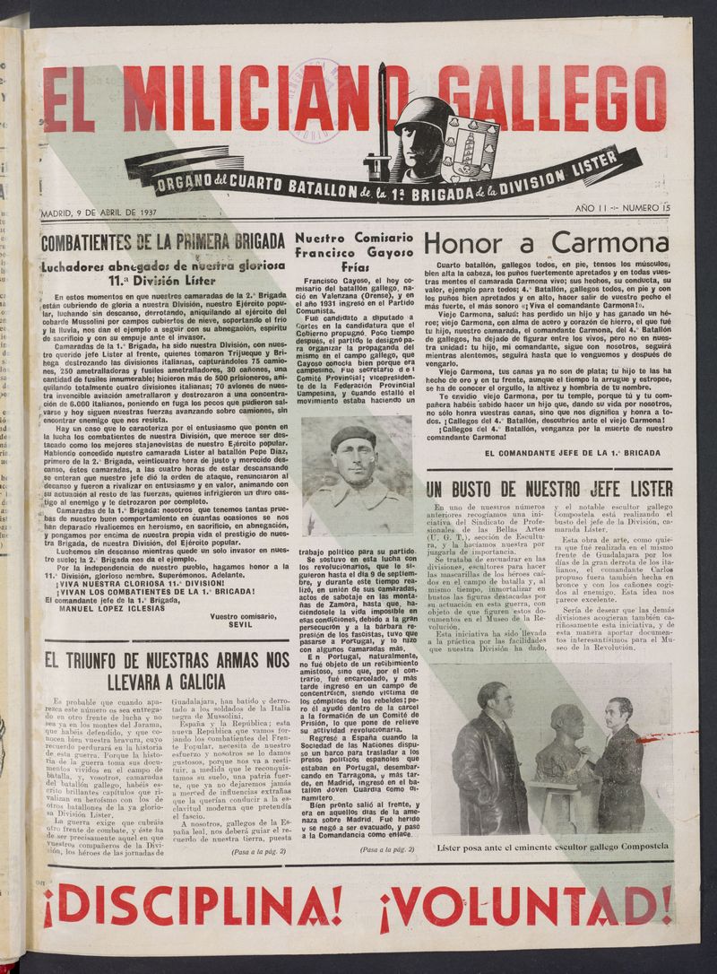 El Miliciano Gallego del 9 de abril de 1937