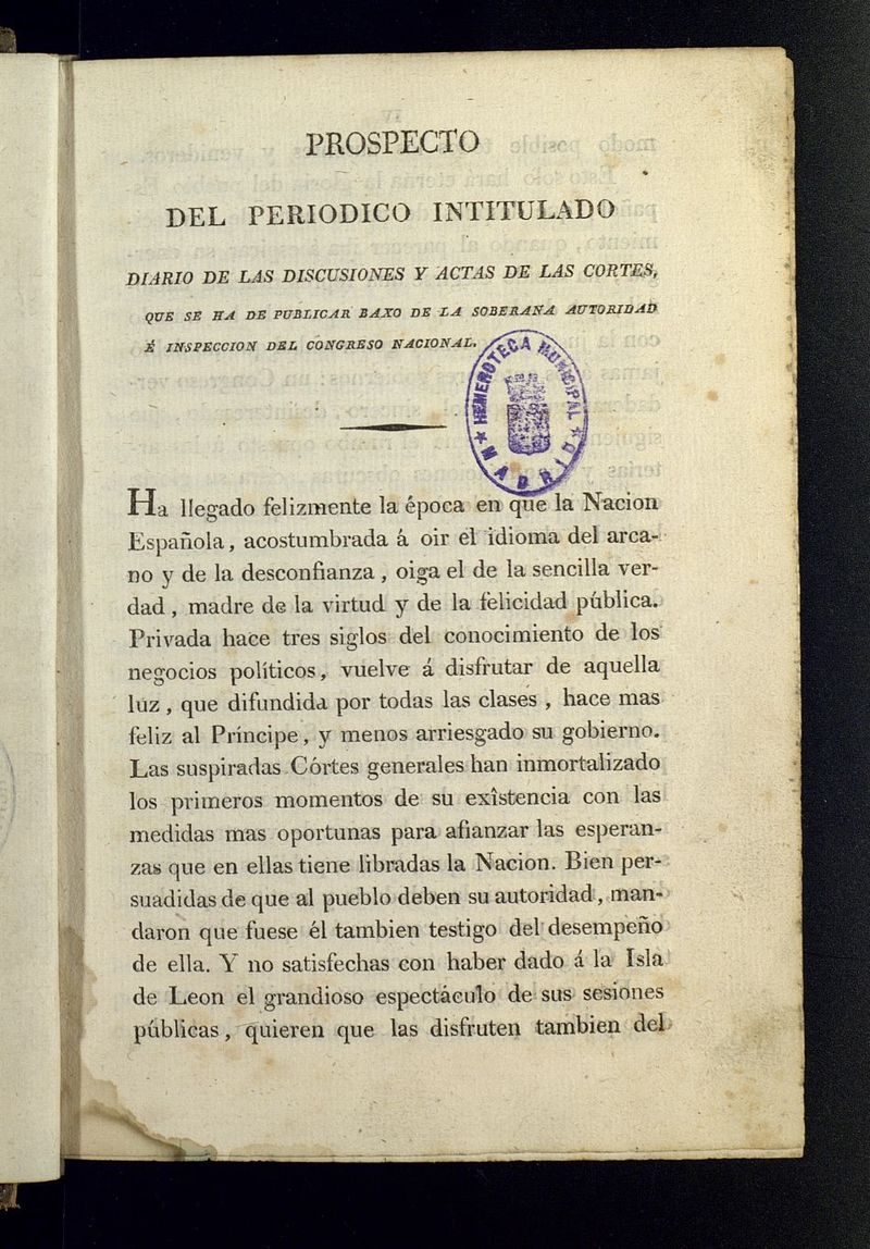 Diario de las discusiones y actas de las Cortes