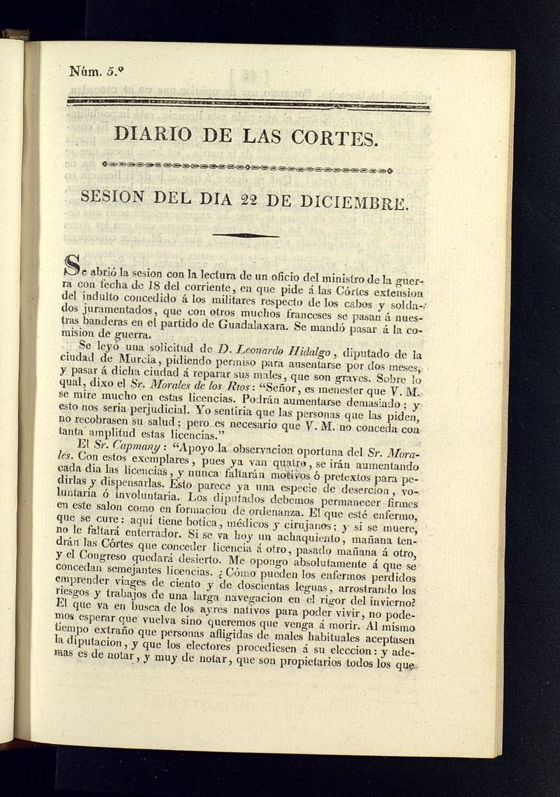 Diario de las discusiones y actas de las Cortes del 22 de diciembre de 1810, n 5