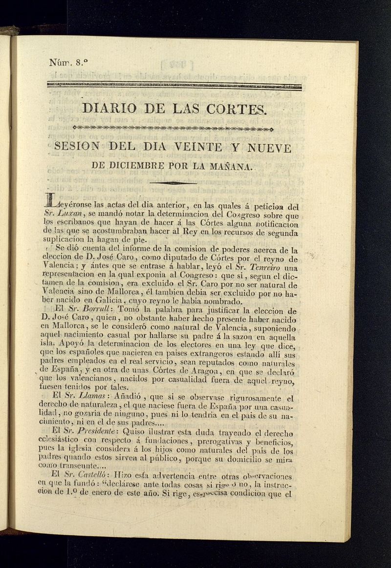 Diario de las discusiones y actas de las Cortes del 29 de diciembre de 1810, n 8