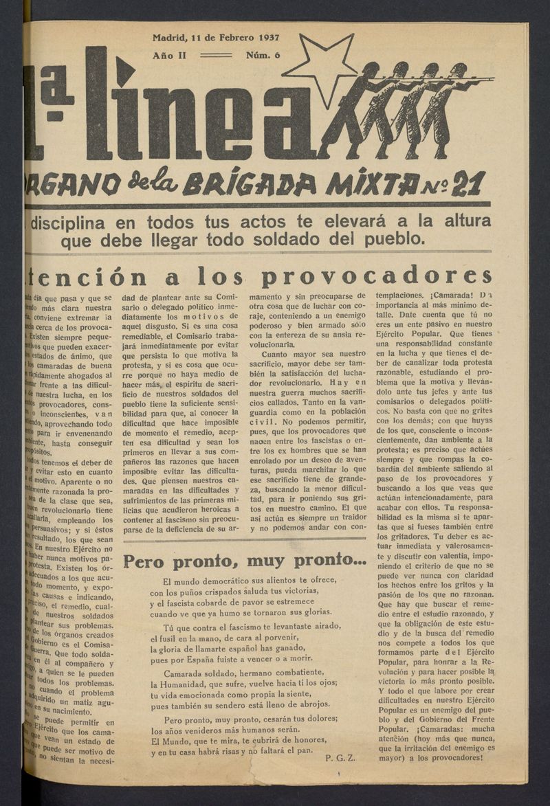 1ª Línea del 11 de febrero de 1937