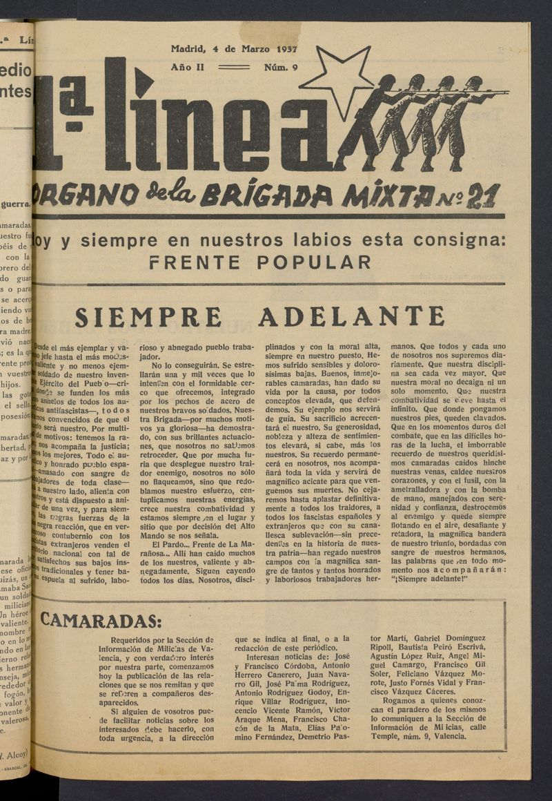 1ª Línea del 4 de marzo de 1937