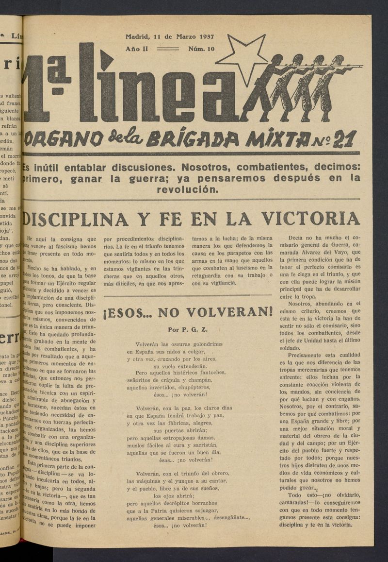 1ª Línea del 11 de marzo de 1937