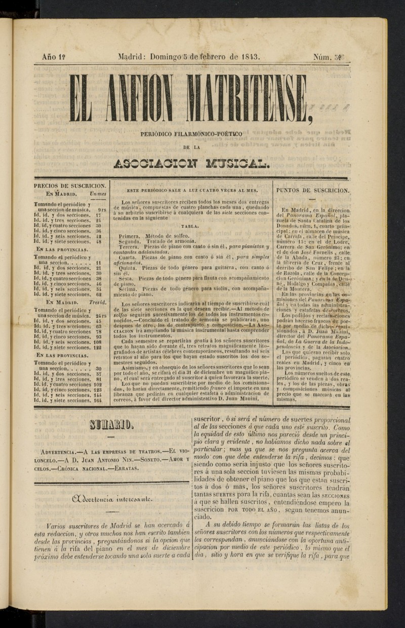 El Anfin Matritense del 5 de febrero de 1843