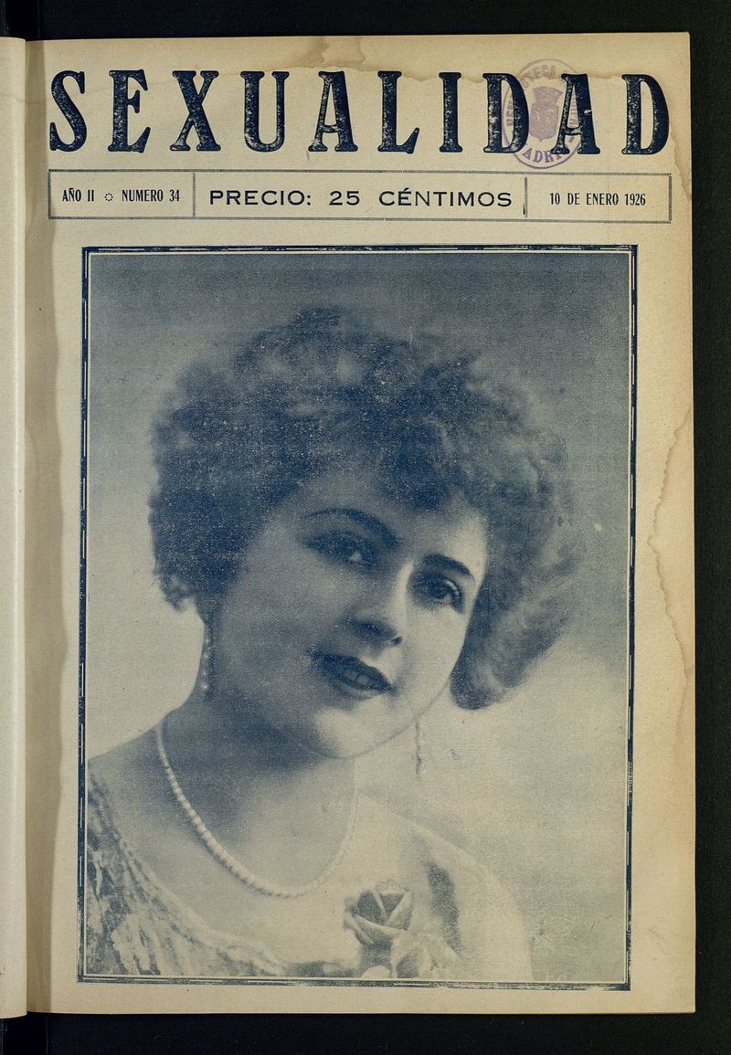 Sexualidad: Revista Ilustrada de Divulgación de Psicopatología Sexual del 10 de enero de 1926