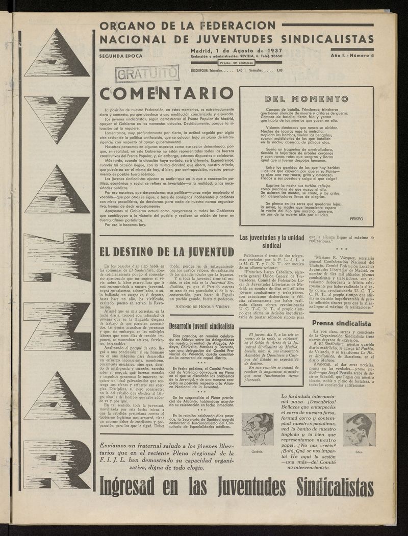 Avanzar (Madrid) del 1 de agosto de 1937