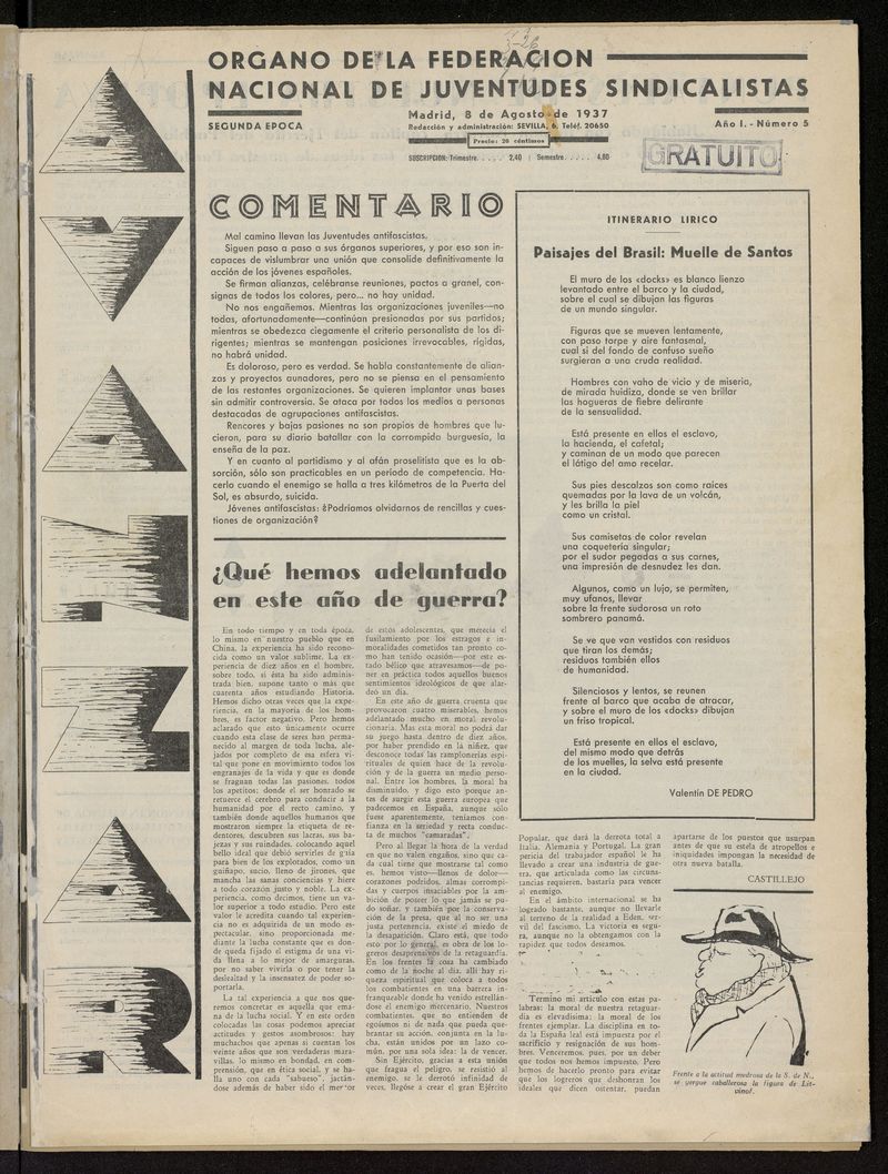 Avanzar (Madrid) del 8 de agosto de 1937