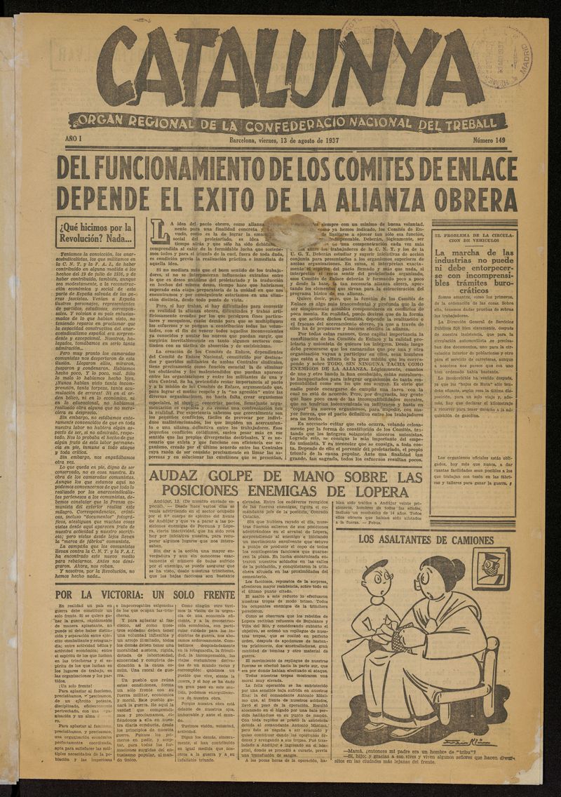 Catalunya: rgan regional de la confederacin nacional del treball del 13 de agosto de 1937