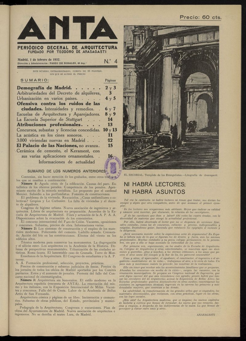 Anta: peridico de arquitectura del 1 de febrero de 1932