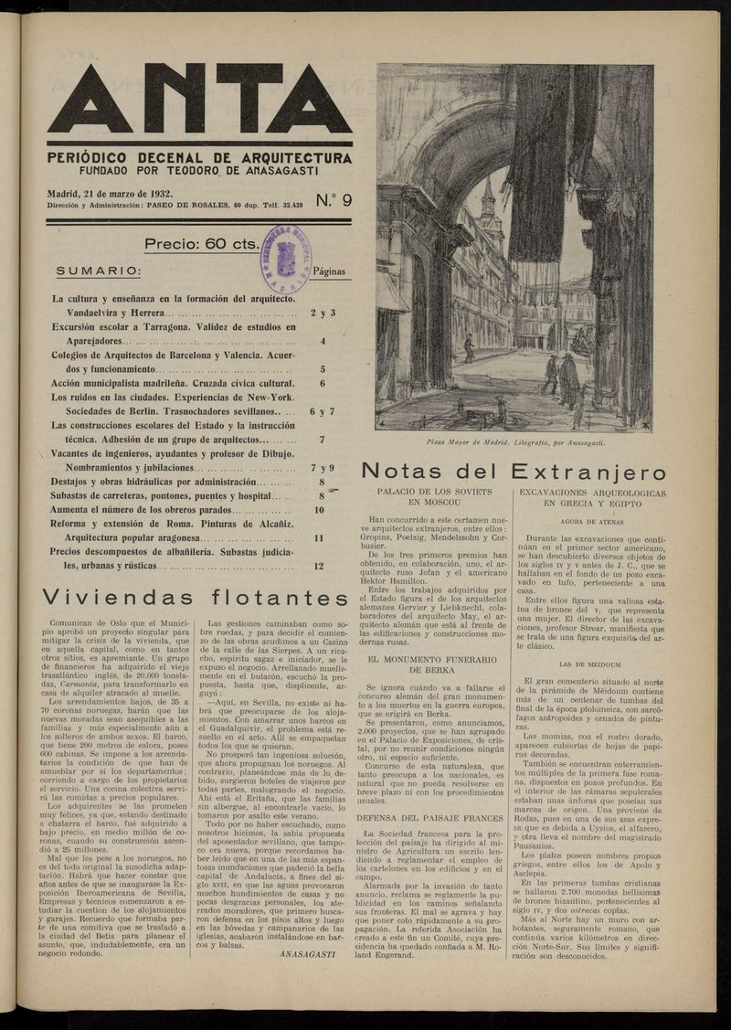 Anta: peridico de arquitectura del 21 de marzo de 1932