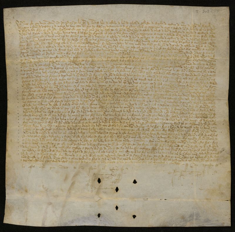 Privilegio de Enrique III confirmando los dados por Alfonso XI el 23 de enero de 1339 y Fernando IV el 12 de mayo de 1302 sobre la exencin de tributos concedida a los caballeros de Madrid