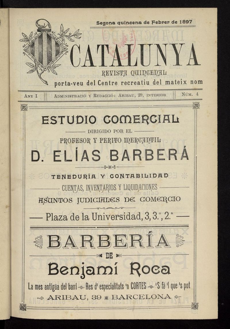 Catalunya (Barcelona, 1897) de la segunda quincena de 1897