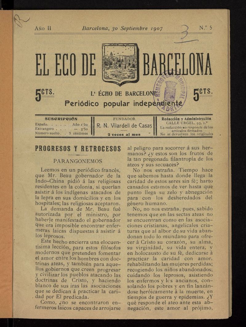 El eco de Barcelona del 30 de septiembre de 1907