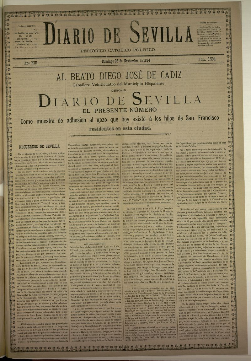 Diario de Sevilla: peridico catlico poltico del 25 de noviembre de 1894