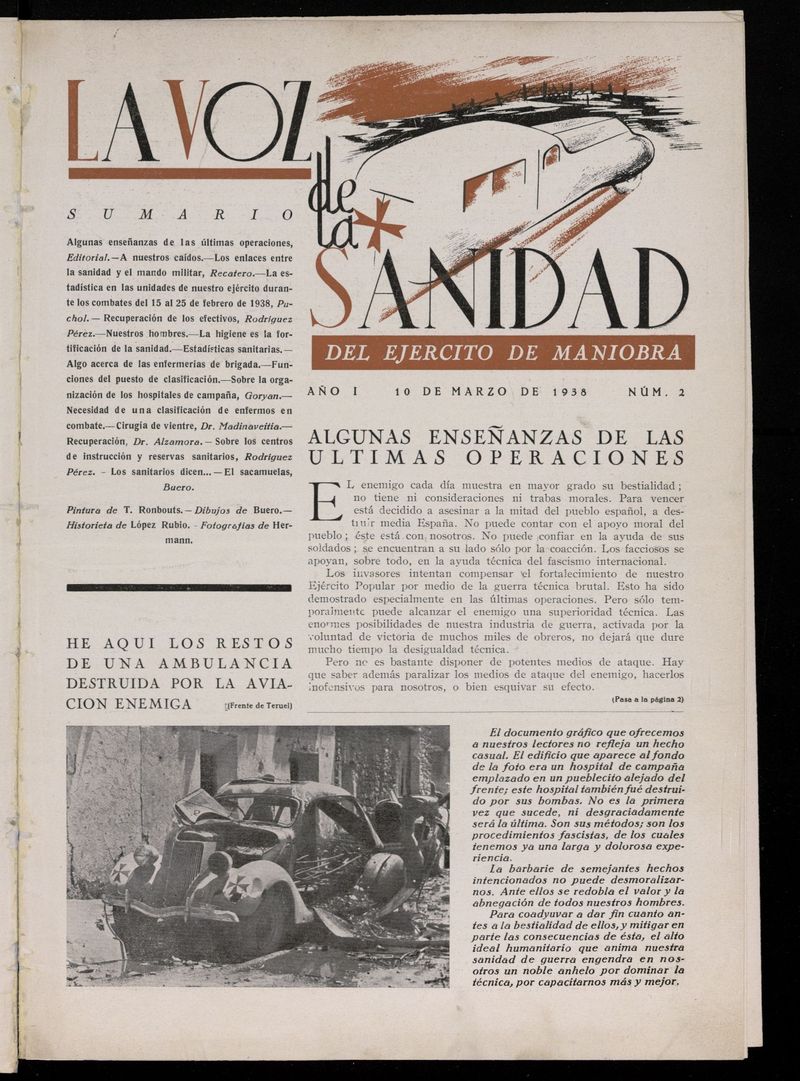 La Voz de Sanidad del Ejército de Maniobra del 10 de marzo de 1938