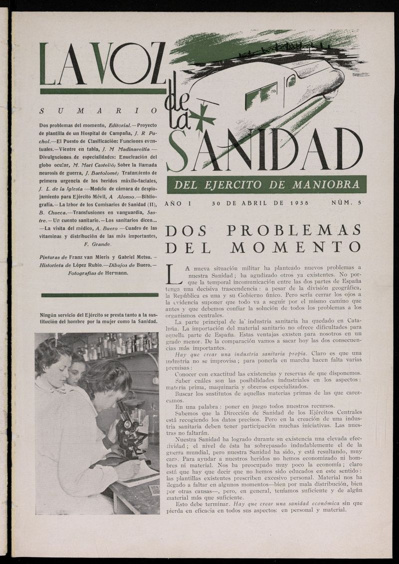 La Voz de Sanidad del Ejrcito de Maniobra del 30 de abril de 1938