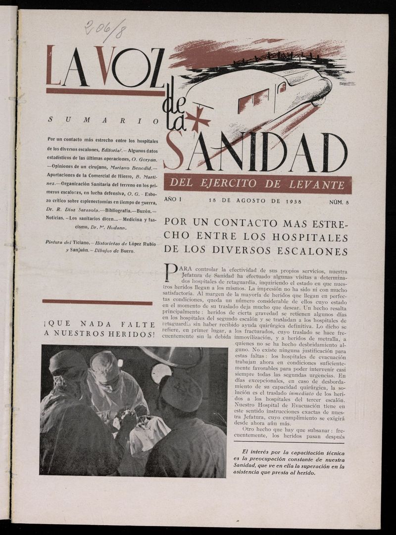 La Voz de Sanidad del Ejército de Maniobra del 18 de julio de 1938