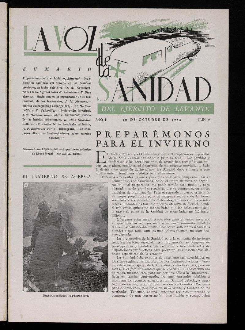 La Voz de Sanidad del Ejército de Maniobra del 10 de octubre de 1938