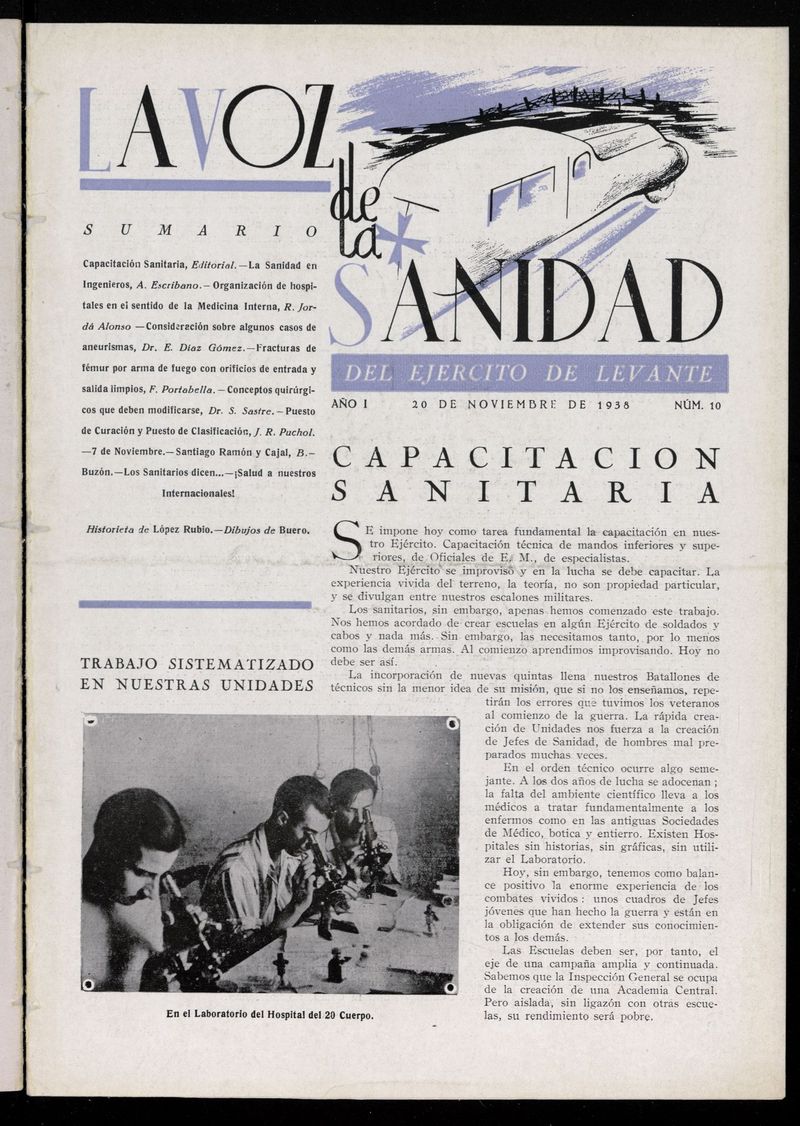 La Voz de Sanidad del Ejército de Maniobra del 20 de noviembre de 1938