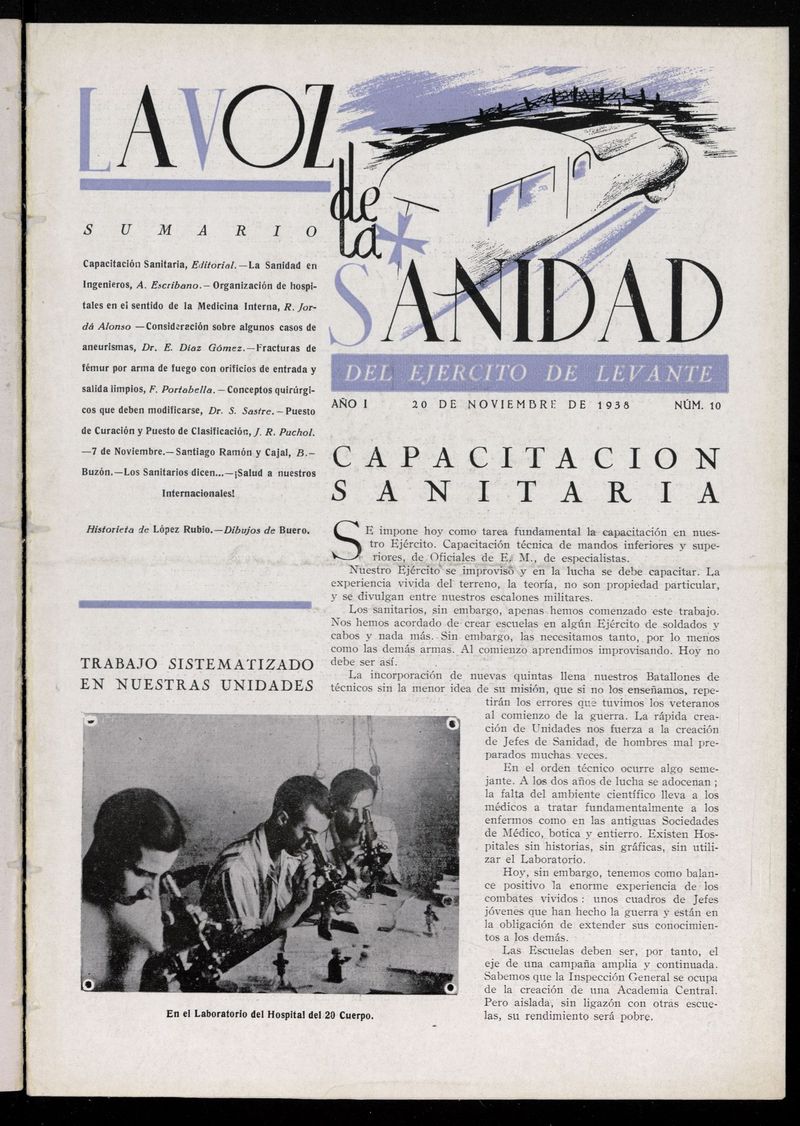 La Voz de Sanidad del Ejrcito de Maniobra del 20 de noviembre de 1938