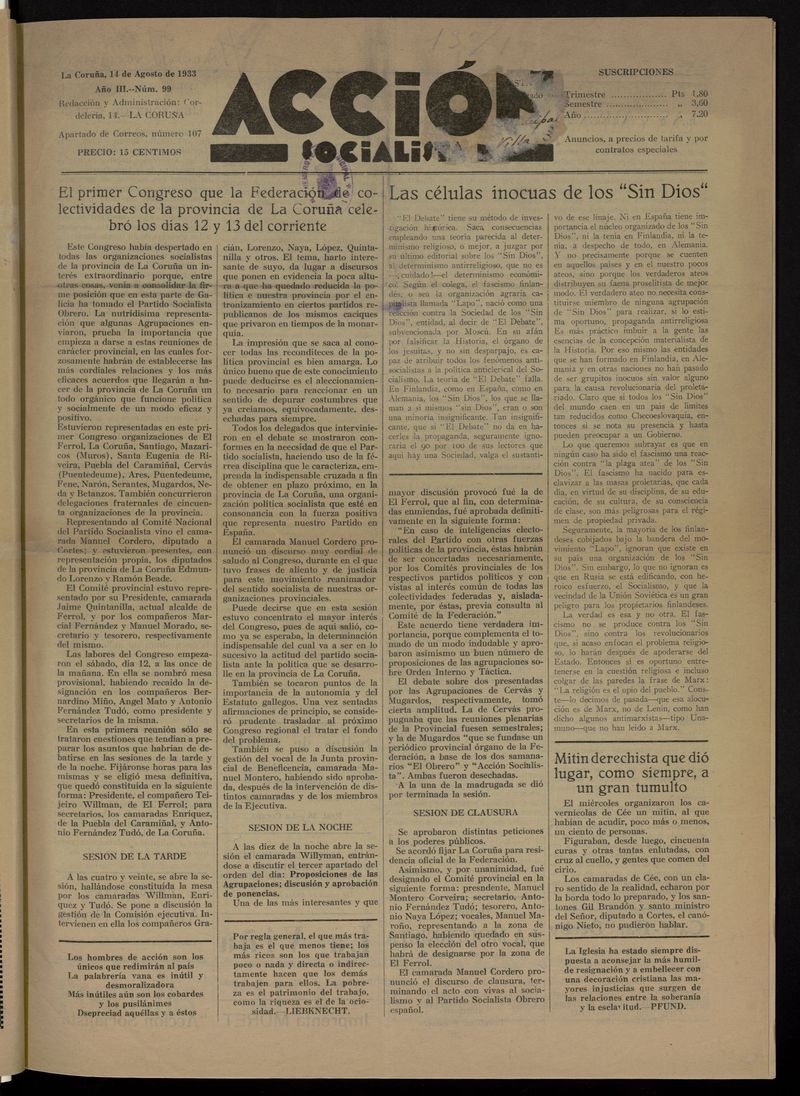 Accin Socialista del 14 de agosto de 1933