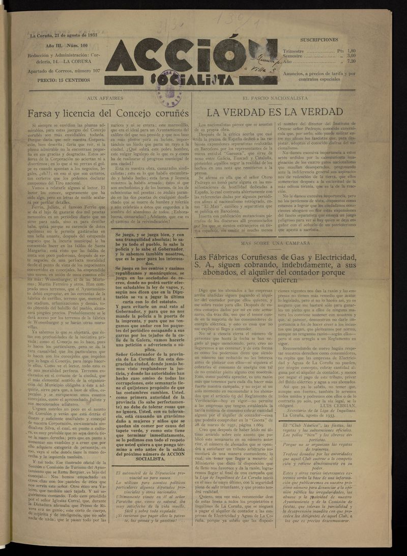 Accin Socialista del 21 de agosto de 1933