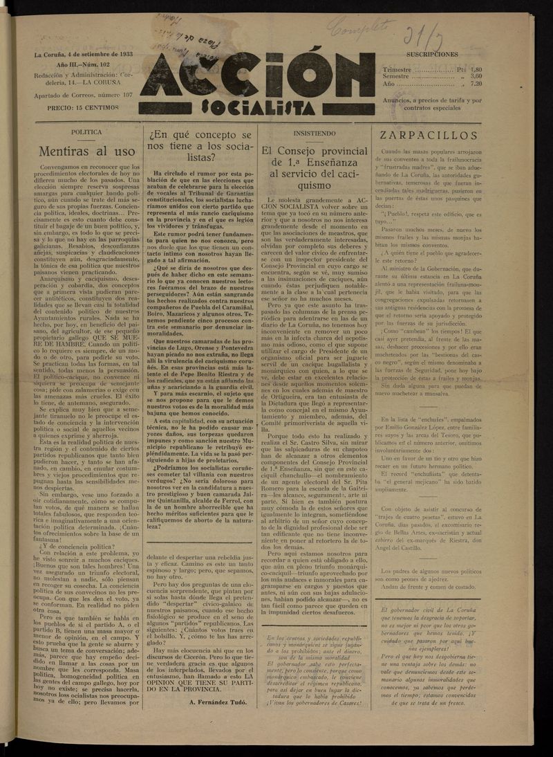 Accin Socialista del 4 de septiembre de 1933