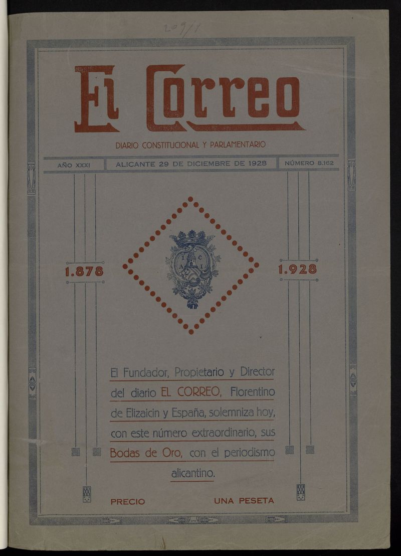 El Correo: diario constitucional y parlamentario del 29 de diciembre de 1928