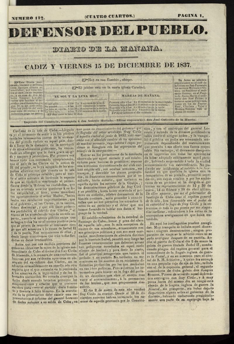 Defensor del Pueblo del 15 de diciembre de 1837