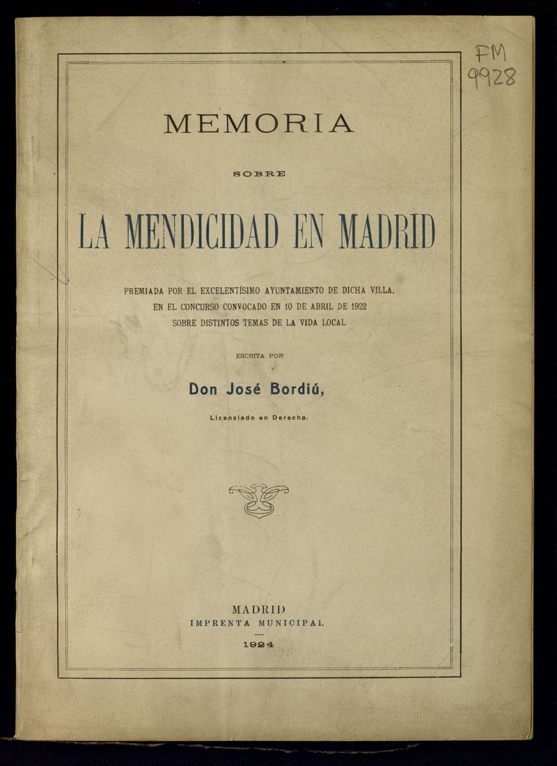 Memoria sobre la mendicidad en Madrid