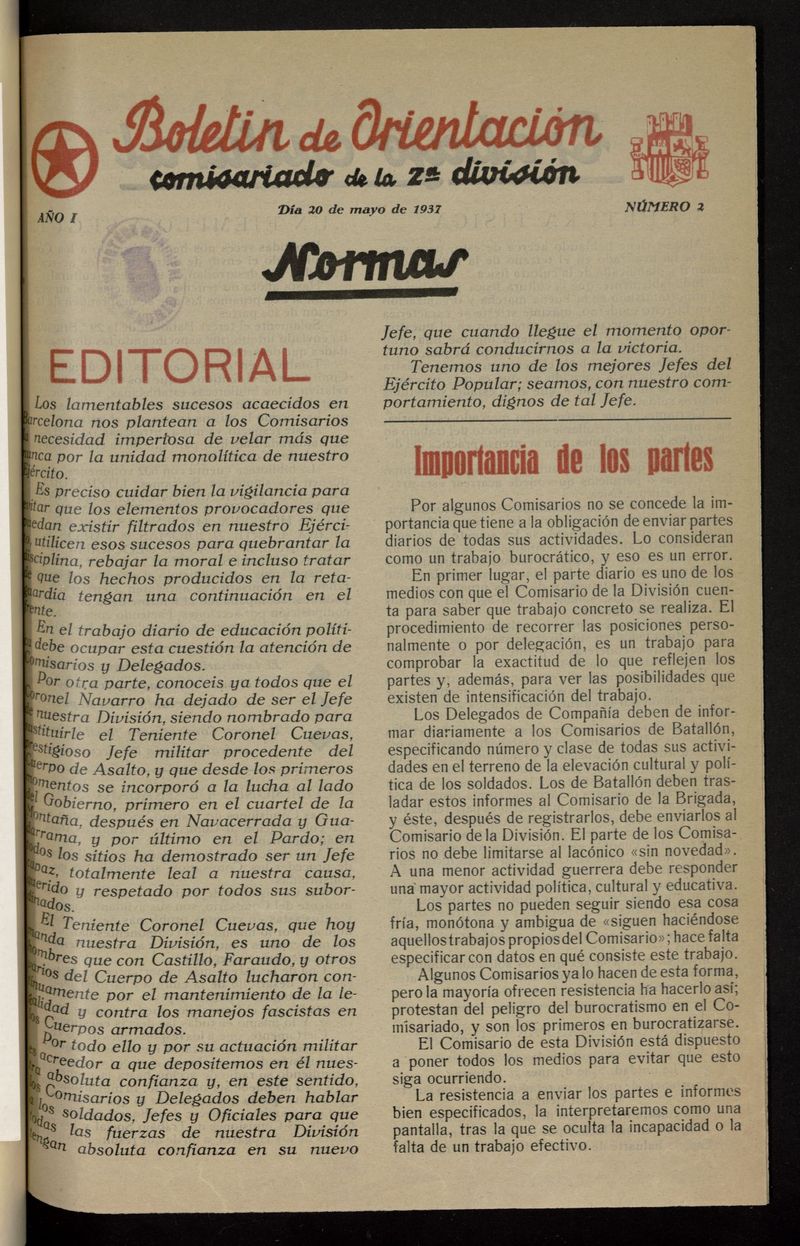 Boletn de Orientacin (Madrid) del 20 de mayo de 1937