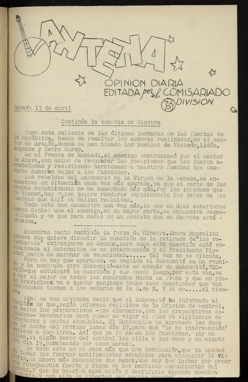 Antena: Opinin Diaria del 17 de abril de 1937