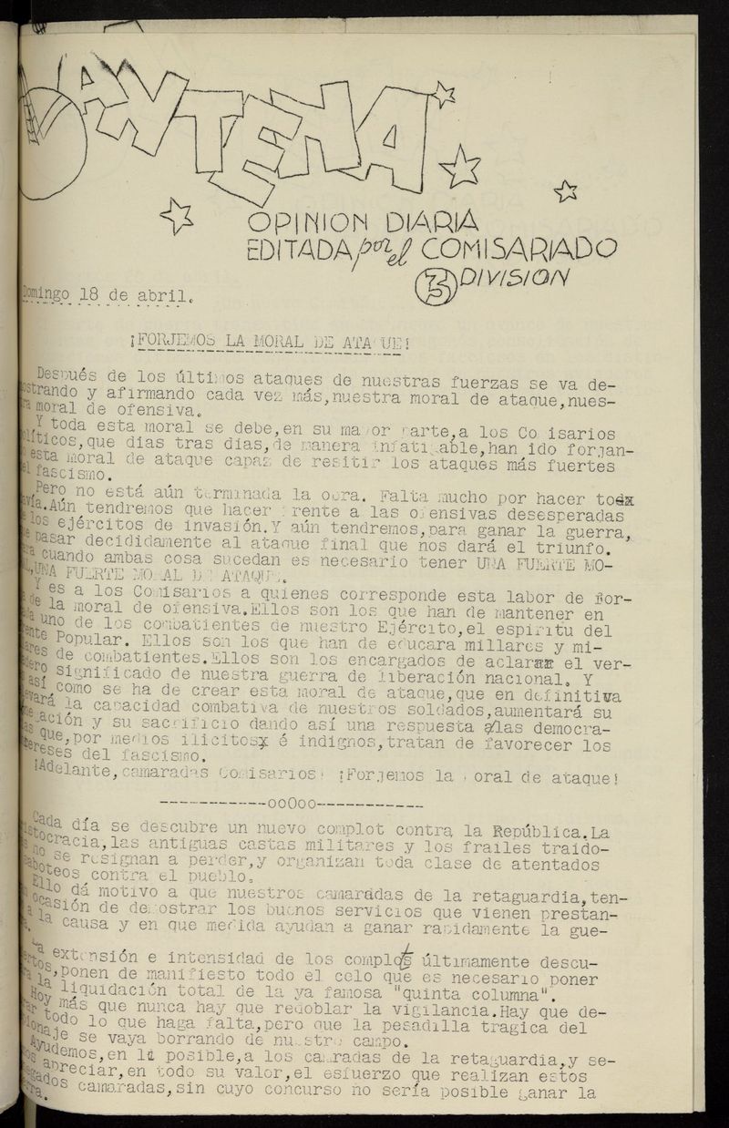 Antena: Opinin Diaria del 18 de abril de 1937