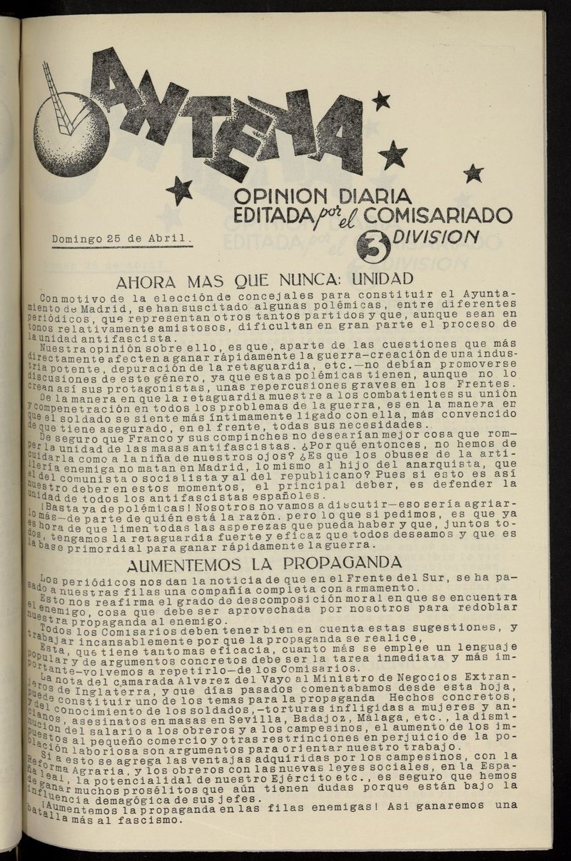 Antena: Opinin Diaria del 25 de abril de 1937