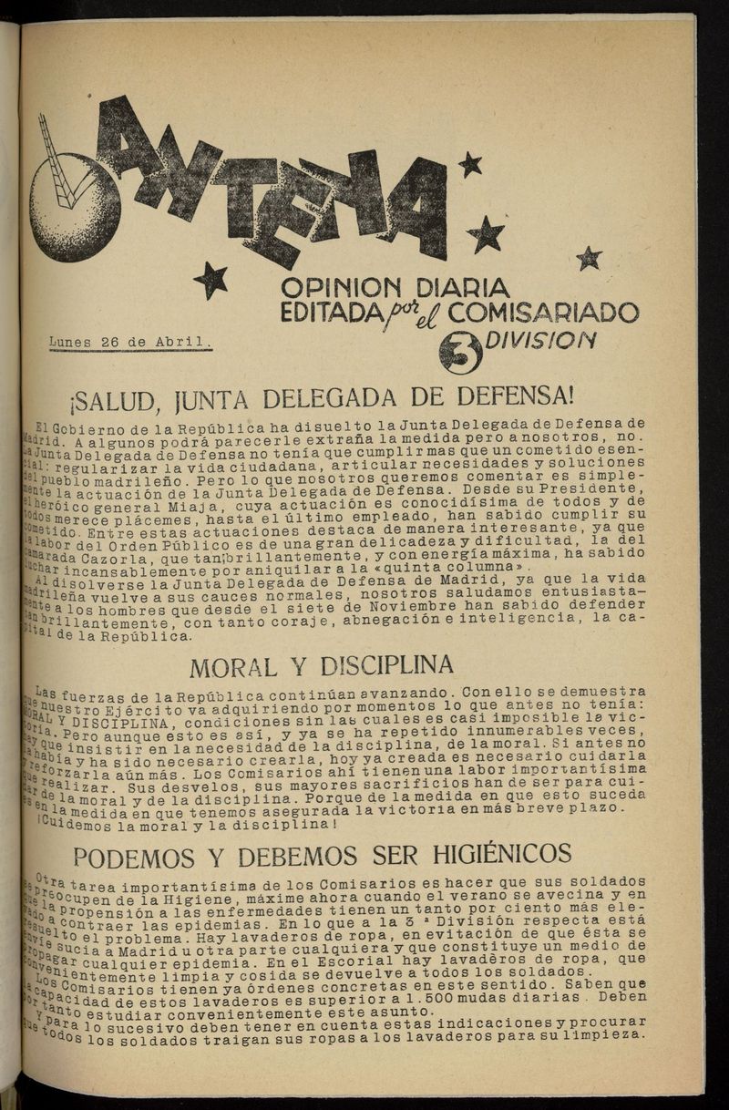 Antena: Opinin Diaria del 26 de abril de 1937
