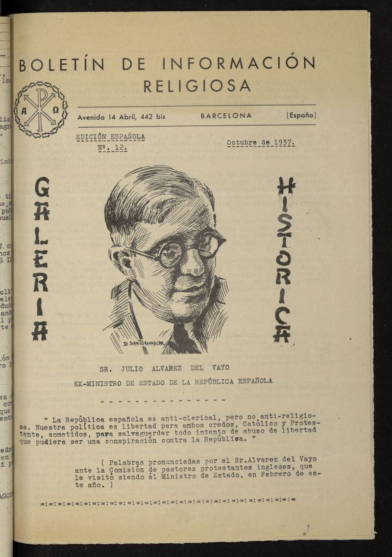 Boletn de Informacin Religiosa de octubre de 1937