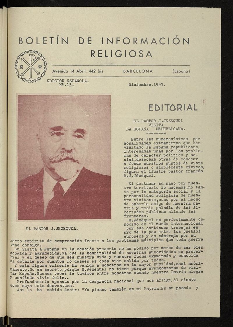 Boletn de Informacin Religiosa de diciembre de 1937