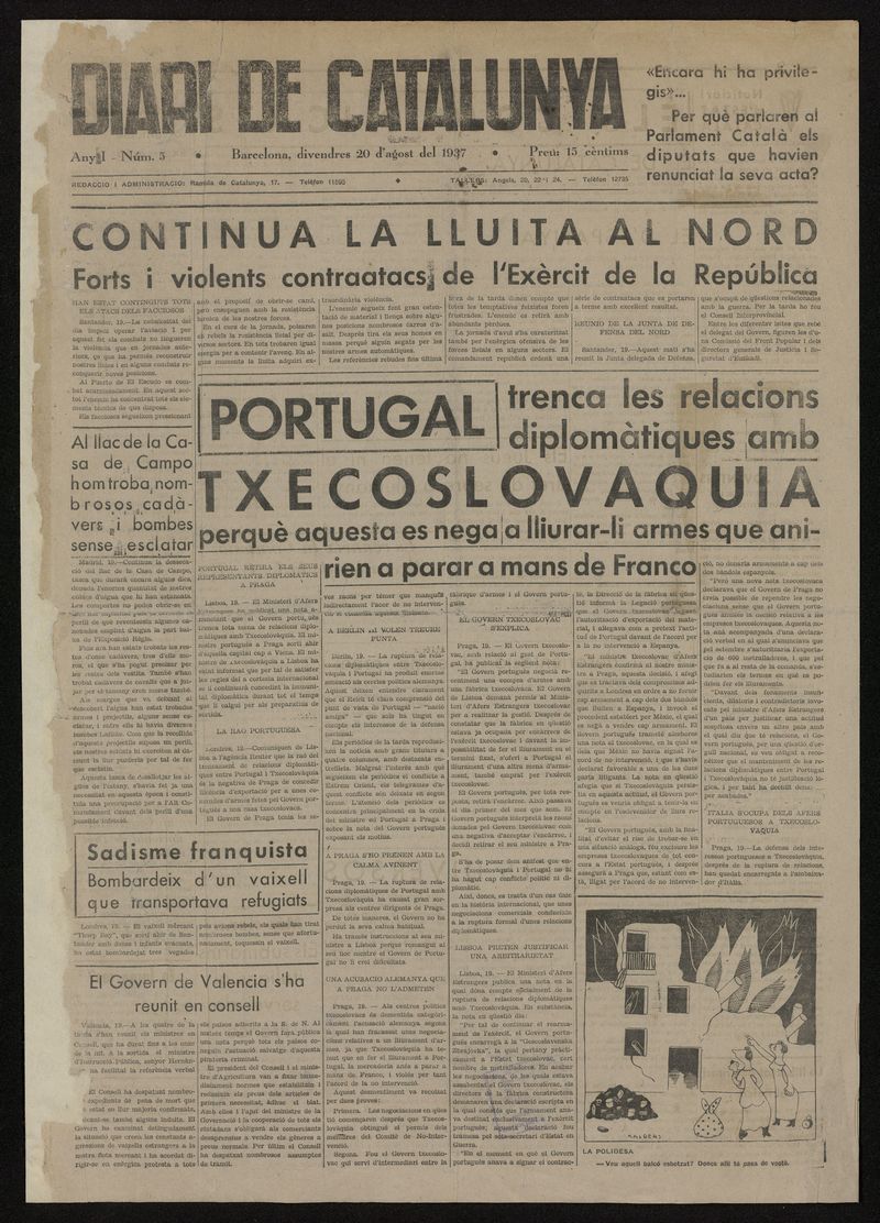 Diari de Catalunya (Barcelona, 1900) del 20 de agosto de 1937