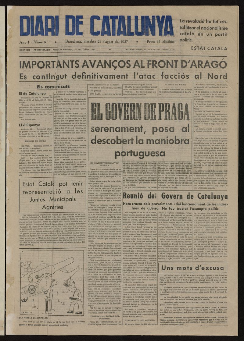 Diari de Catalunya (Barcelona, 1900) del 21 de agosto de 1937