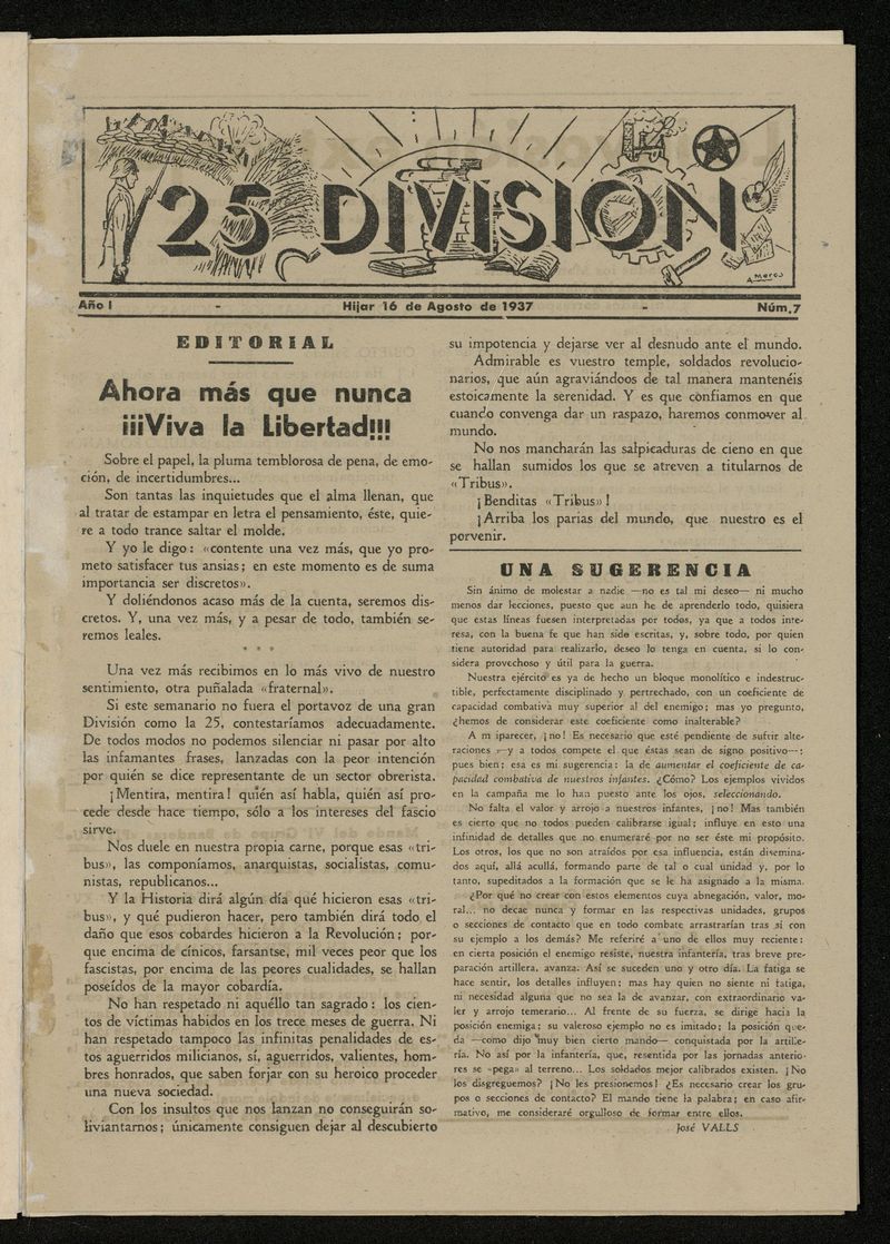 25 Divisin (Hjar, 1937) del 16 de agosto de 1937